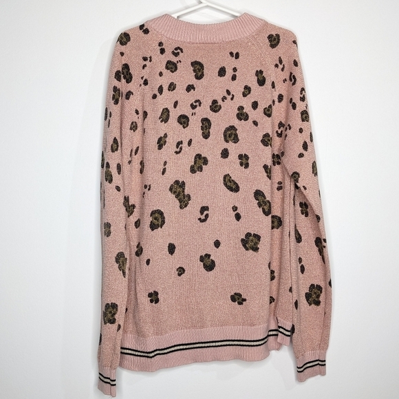 Scotch N Soda pink metallic gold leopard print zip up sweater jacket 12 - Picture 4 of 7